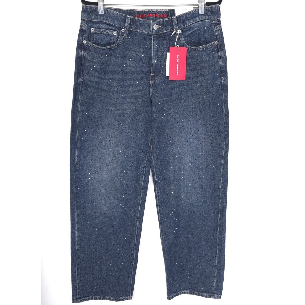 LUCKY & BRAND Womens New Jeans THE BAGGY 10/30R Rhinestone Comfort Blue - Picture 3 of 16
